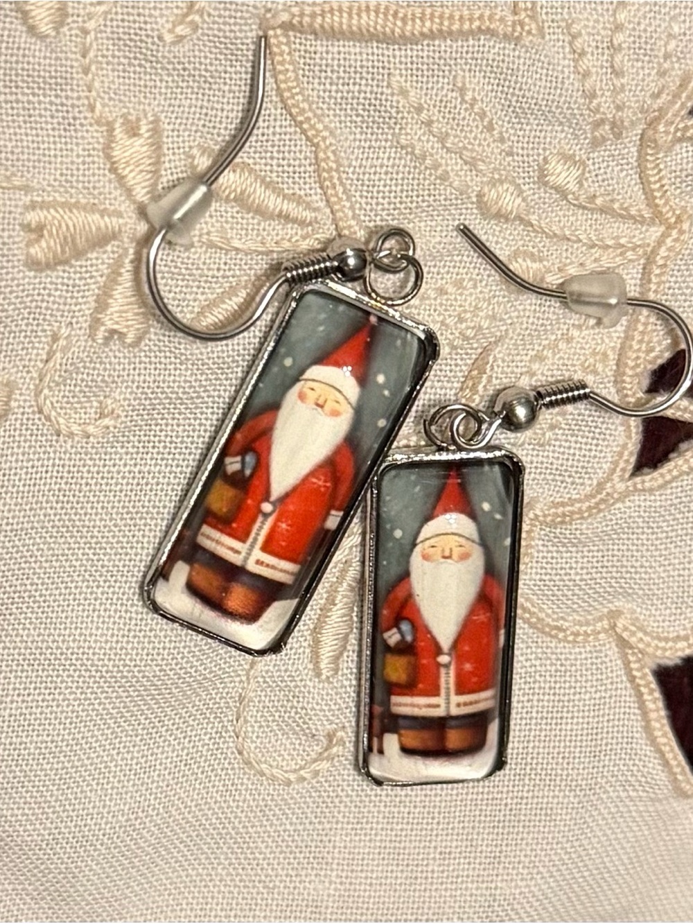 New Festive Red Santa Rectangle Drop Earrings #123